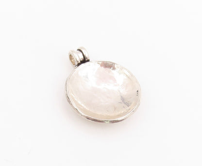 925 Sterling Silver Vintage Pendant Hammered Beaded Scrollwork Medal  PT25768