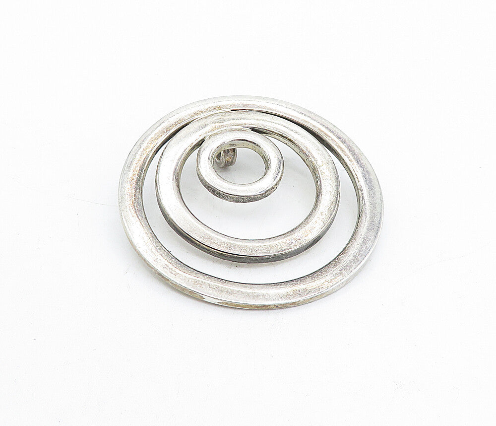 925 Sterling Silver  Vintage Dark Tone Graduated Open Circles Pendant  PT3472