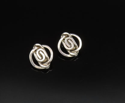 925 Silver Vintage Interlocking Curved Detail Non Pierced Earrings EG12036