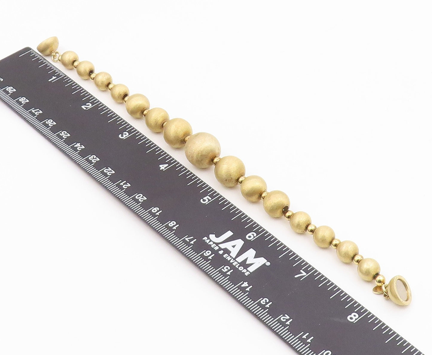 925 Sterling Silver  Gold Plated Graduated Ball Beaded Chain Bracelet  BT6519