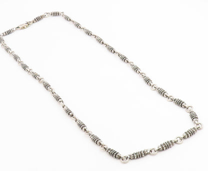 925 Sterling Silver Vintage Necklace MEXICO Barrel Link Long Chain HEAVY  NE4893