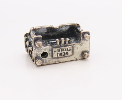 925 Sterling Silver Vintage Pendant BEAU 3D Carved Mini Piano Charm  PT23490