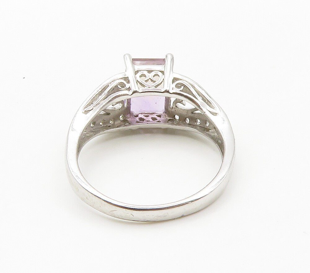 925 Sterling Silver  Prong Set Topaz Love Heart Shiny Band Ring Sz 6  RG15441