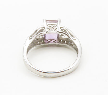 925 Sterling Silver  Prong Set Topaz Love Heart Shiny Band Ring Sz 6  RG15441