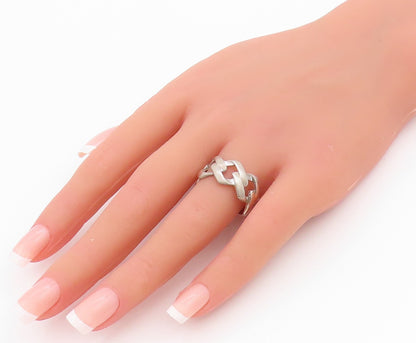 925 Sterling Silver Vintage Ring Antique Curb Link Design Cutout  Sz 8  RG33258