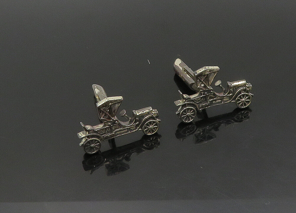 925 Sterling Silver  Vintage Antique Old Fashioned Car Cufflinks  TR3023