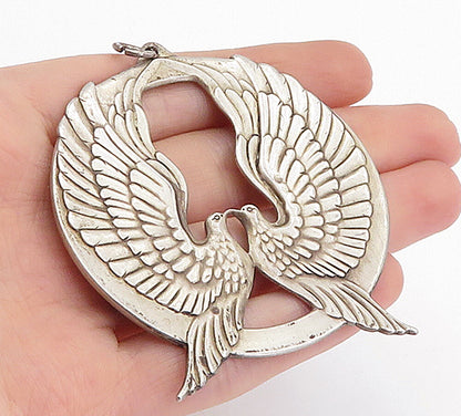 WALLACE 925 Sterling Silver Vintage Peace On Earth Doves Pendant  PT3400