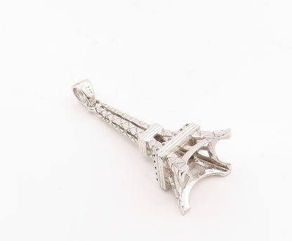 925 Sterling Silver  Vintage Cubic Zirconia Paris Eiffel Tower Pendant PT20773
