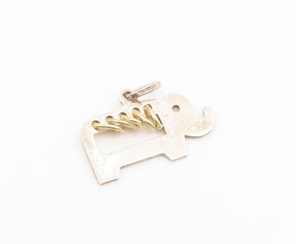 925 Sterling Silver Vintage Pendant Two Tone Elephant Abacus Coil Charm  PT26637
