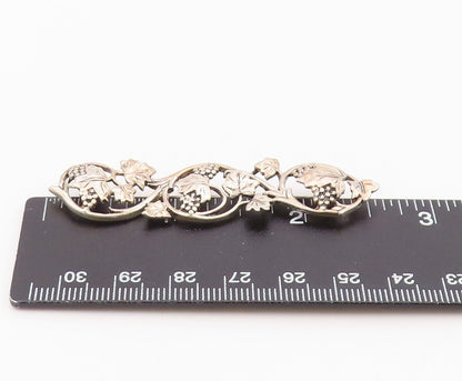 925 Sterling Silver Vintage Brooch Pin MFA Classic Grapevine & Leaf Bar  BP12563