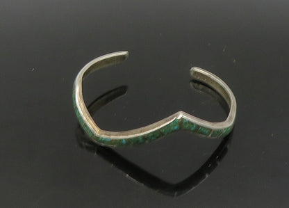ZUNI NAVAJO 925 Silver  Vintage Inlaid Turquoise Pointed Cuff Bracelet  BT8941