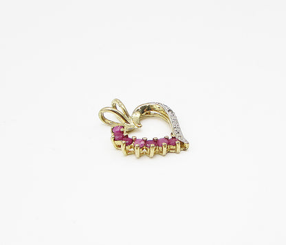 Gold Over 925 Sterling Silver Ruby & Genuine Diamond Love Heart Pendant PT2164