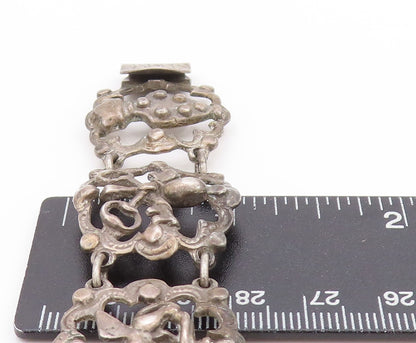 925 Sterling Silver Vintage Bracelet Antique Brutalist Egyptian Design  BT11209