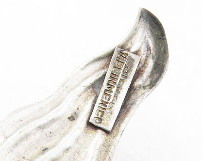 925 Sterling Silver  Vintage Dark Tone Single Flower Motif Brooch Pin  BP3917