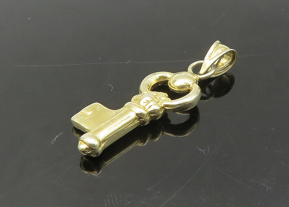 925 Sterling Silver  Vintage Shiny Petite Gold Plated Key Pendant  PT17816