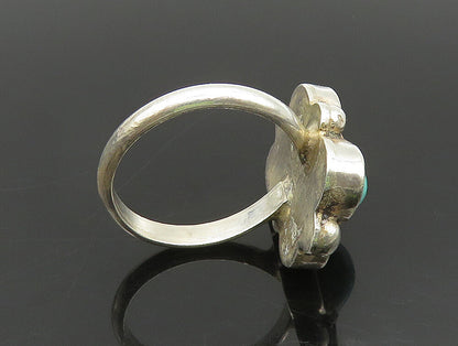 925 Silver Vintage Beaded Floral Turquoise Ring Sz 5.5 RG24488