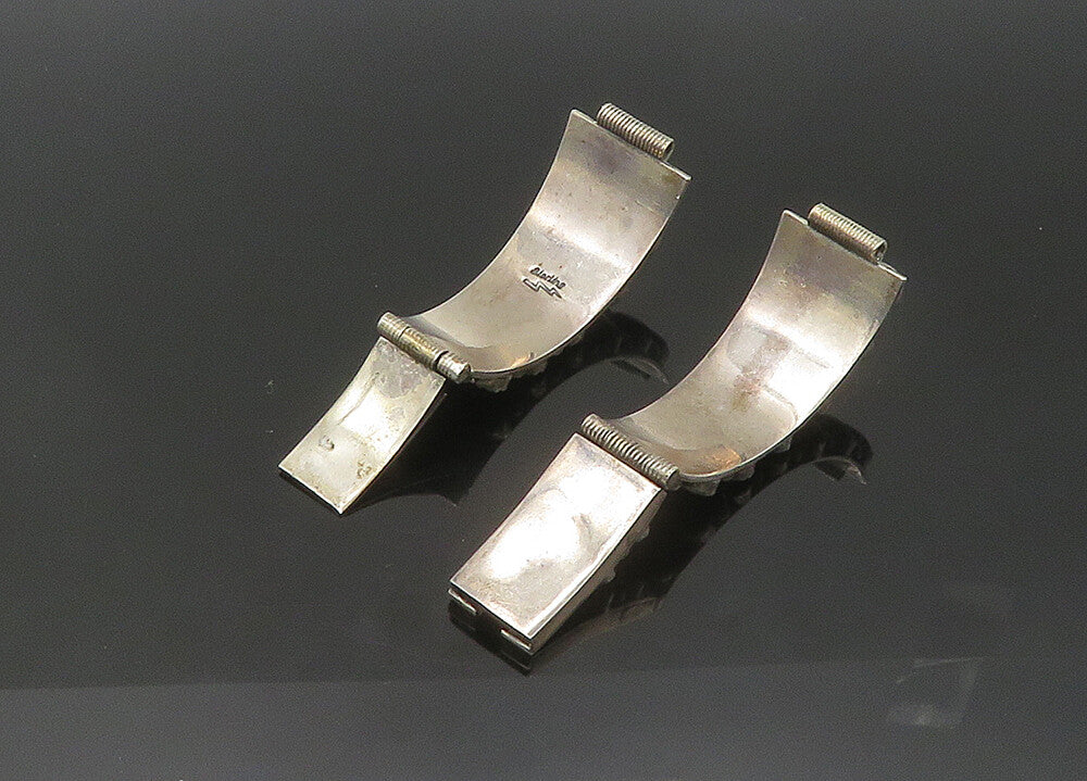 NAVAJO 925 Sterling Silver Vintage Black Onyx Watch Clips Straps TR2988