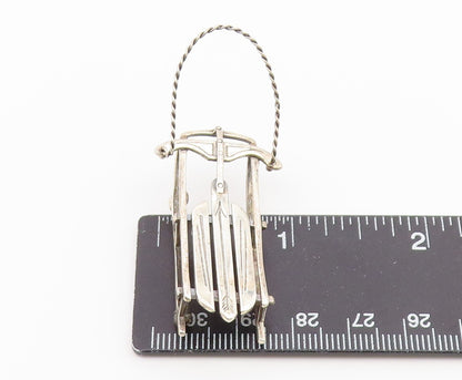 925 Sterling Silver Vintage Brooch Pin JH BREAKELL Classic Winter Sled  BP12623