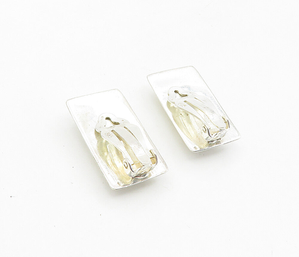 925 Sterling Silver  Vintage Shiny Square Non Pierce Drop Earrings  EG4546