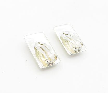 925 Sterling Silver  Vintage Shiny Square Non Pierce Drop Earrings  EG4546