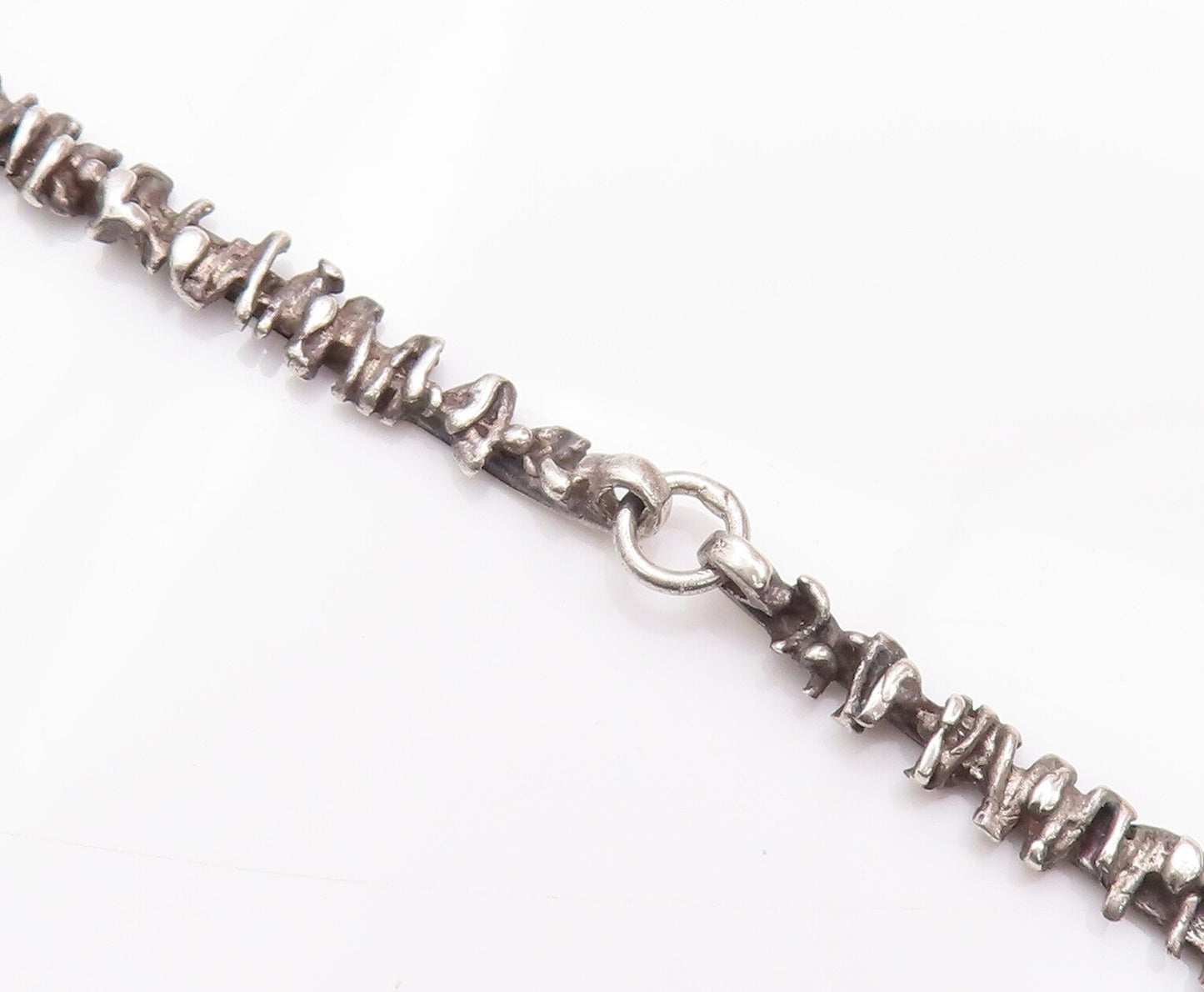 925 Sterling Silver Vintage Necklace Brutalist Tree Branch Carved  NE4267
