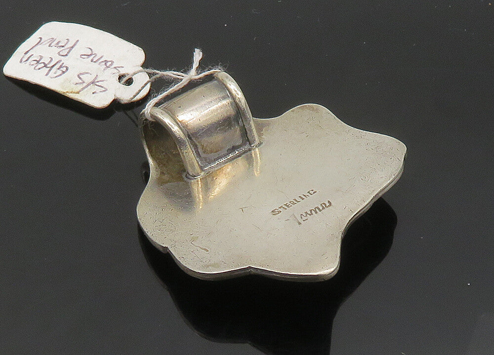 DESIGNER 925 Silver  Vintage Cabochon Agate Modernist Slide Pendant  PT16497