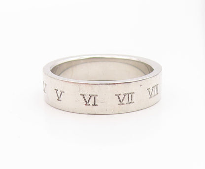 925 Sterling Silver Vintage Ring Engraved Roman Numerals Band  Sz 10  RG35816