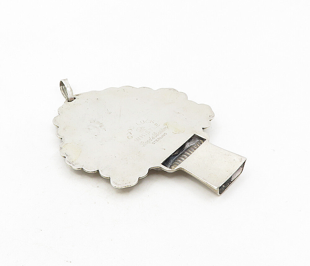 REED & BARTON 925 Silver Vintage Clover Good Luck Whistle Pendant PT6778