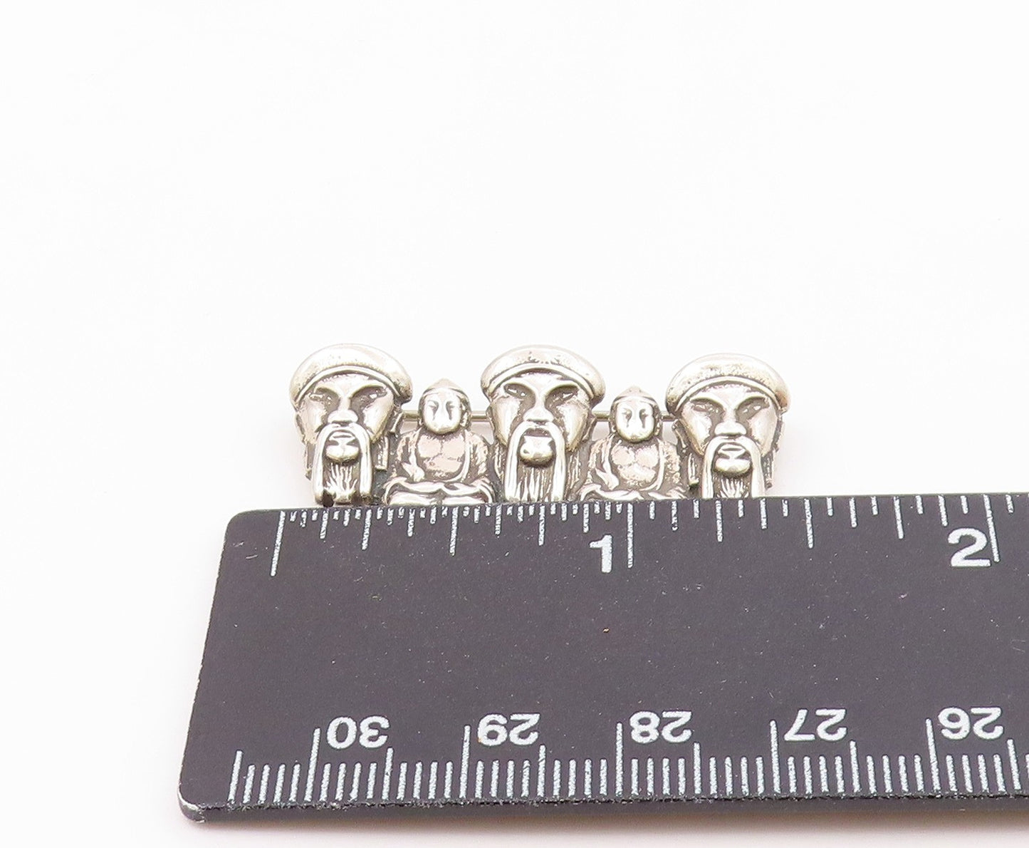 STAMAS 925 Sterling Silver  Vintage Shiny Sitting Buddha Brooch Pin  BP8165