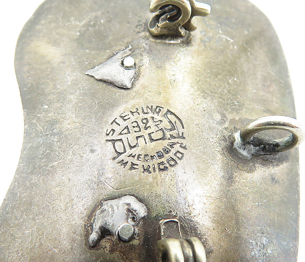 MEXICO 925 Silver  Vintage Antique Oxidized Fighting Cocks Brooch Pin  BP2795