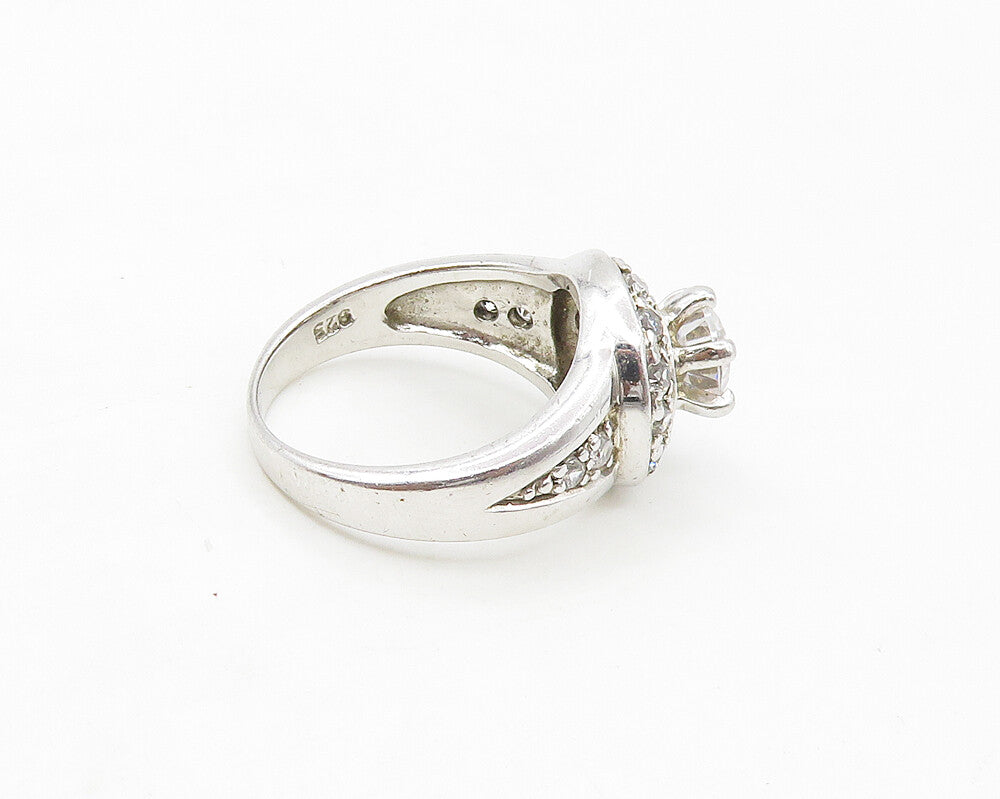 925 Sterling Silver  Sparkling Cubic Zirconia Dome Band Ring Sz 6  RG17367