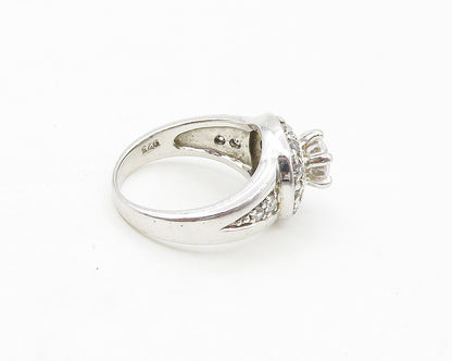 925 Sterling Silver  Sparkling Cubic Zirconia Dome Band Ring Sz 6  RG17367