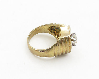 925 Sterling Silver Vintage Cubic Zirconia Gold Plated Band Ring Sz 6.5  RG19019