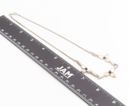 925 Sterling Silver Vintage Necklace Pearl Modernist Botanical Petal Link NE4859