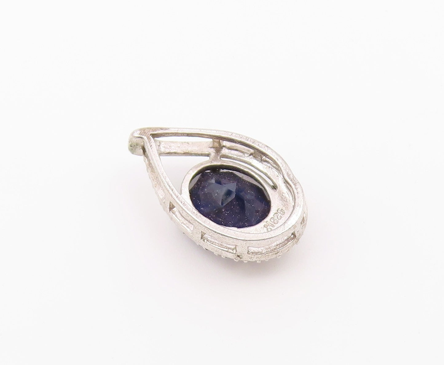 925 Sterling Silver  Vintage Pear Shaped Wrapped Sapphire Pendant  PT21143