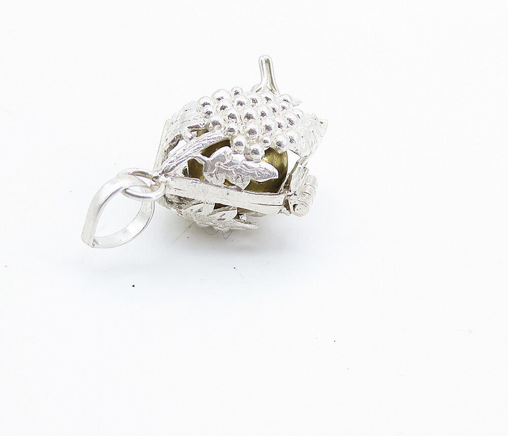 925 Sterling Silver  Vintage Grape Vine Caged Sphere Pendant (OPENS)  PT5963
