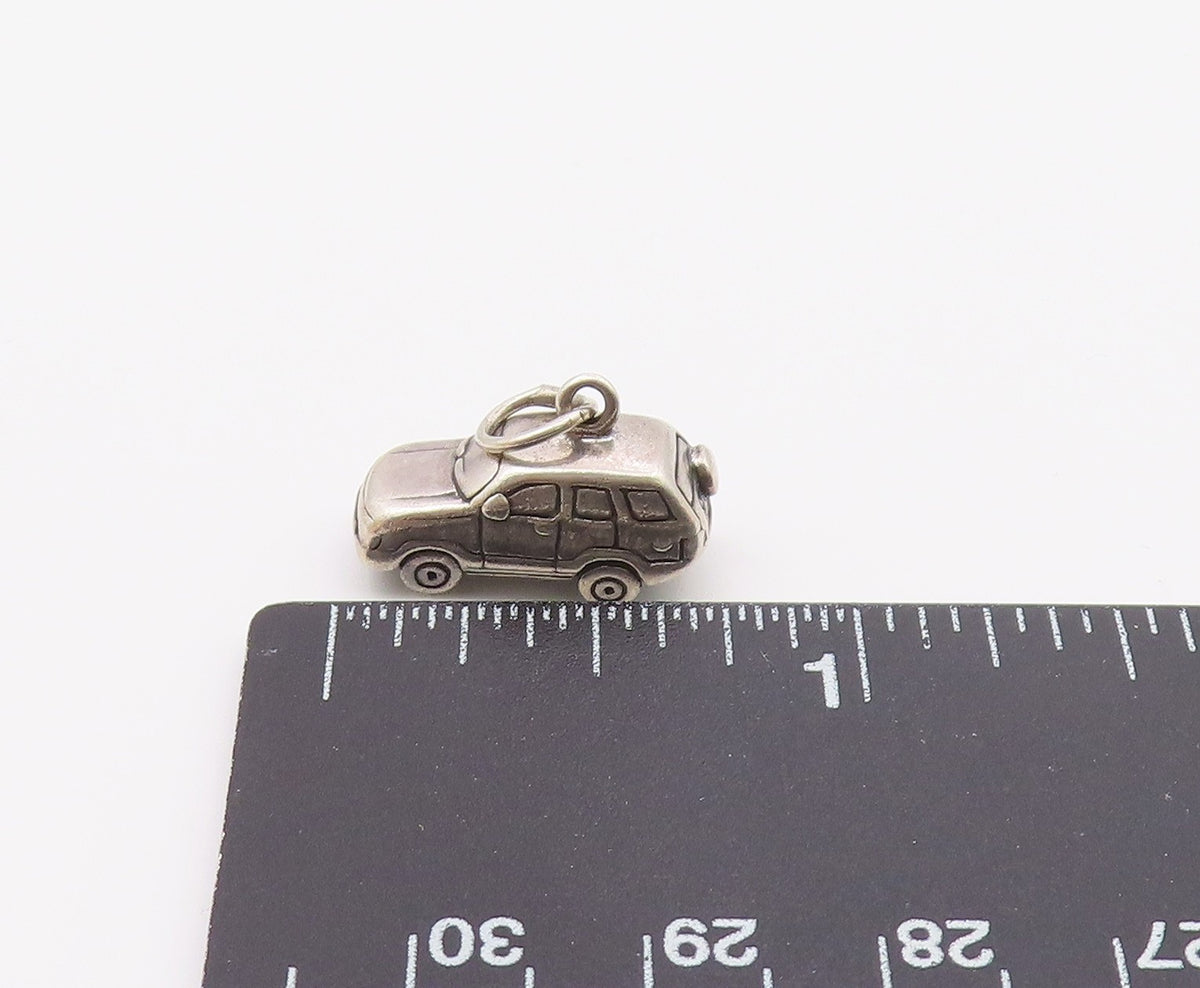 925 Sterling Silver  Vintage Shiny Petite SUV Vehicle Car Pendant  PT19870