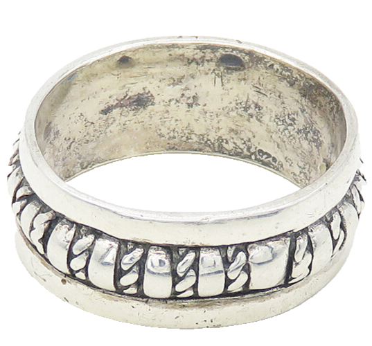 925 Sterling Silver  Vintage Shiny Twist Pattern Band Ring Sz 10.5  RG17283