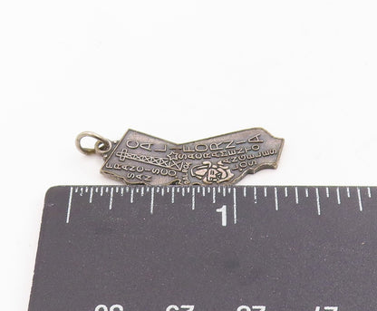 925 Sterling Silver Vintage Pendant California Map With City Engravings  PT25413