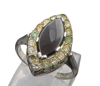 CLARK & COOMBS 925 Silver  Vintage Black Onyx & Topaz Band Ring Sz 6  RG16113