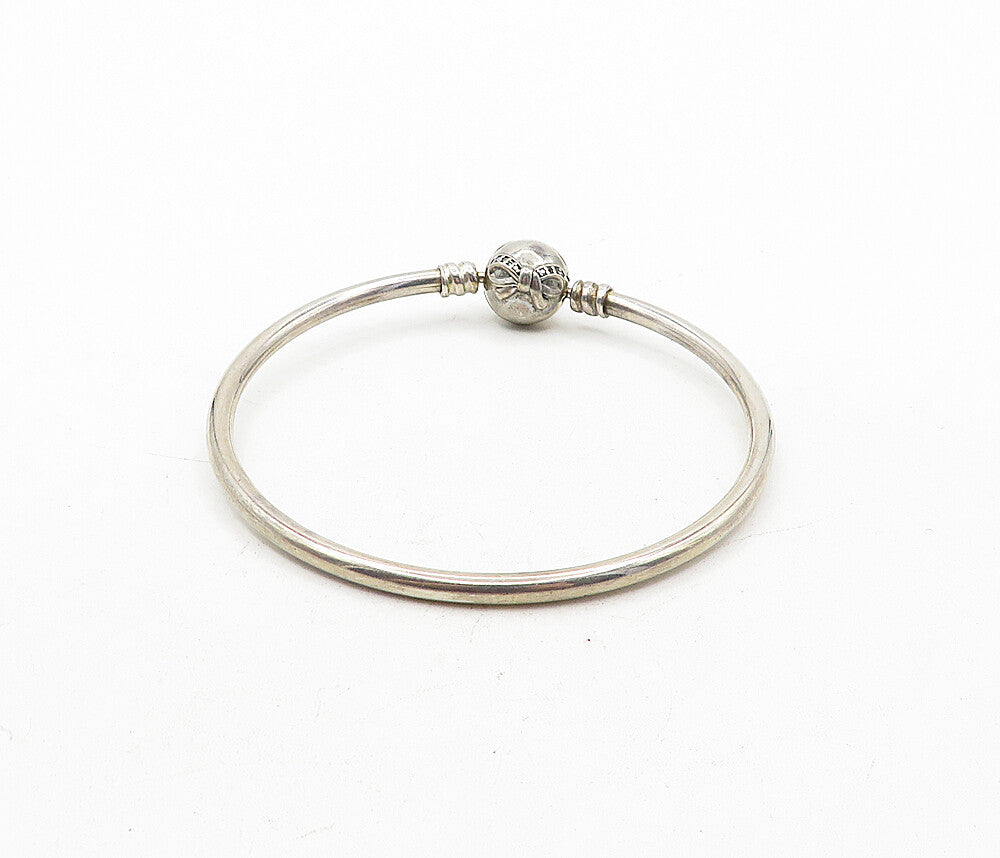 PANDORA 925 Sterling Silver  Vintage Topaz Ribbon Bow Bangle Bracelet  BT1650