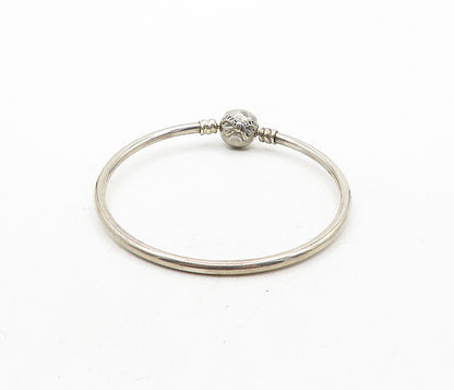 PANDORA 925 Sterling Silver  Vintage Topaz Ribbon Bow Bangle Bracelet  BT1650