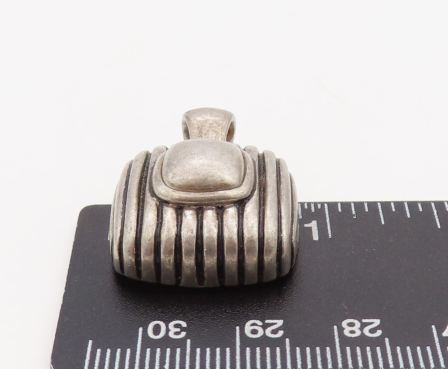 925 Sterling Silver Vintage Pendant ESPO SIG Solid Square Grooved Design PT23539