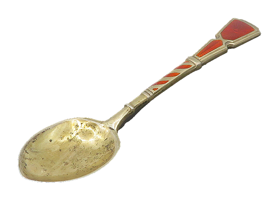 TS ENGLAND 925 Sterling Silver  Vintage Orange Enamel Souvenir Spoon  TR3254
