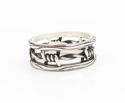 925 Sterling Silver Vintage Ring Gothic Barbed Wire Wide Band  Sz 12.5  RG34417
