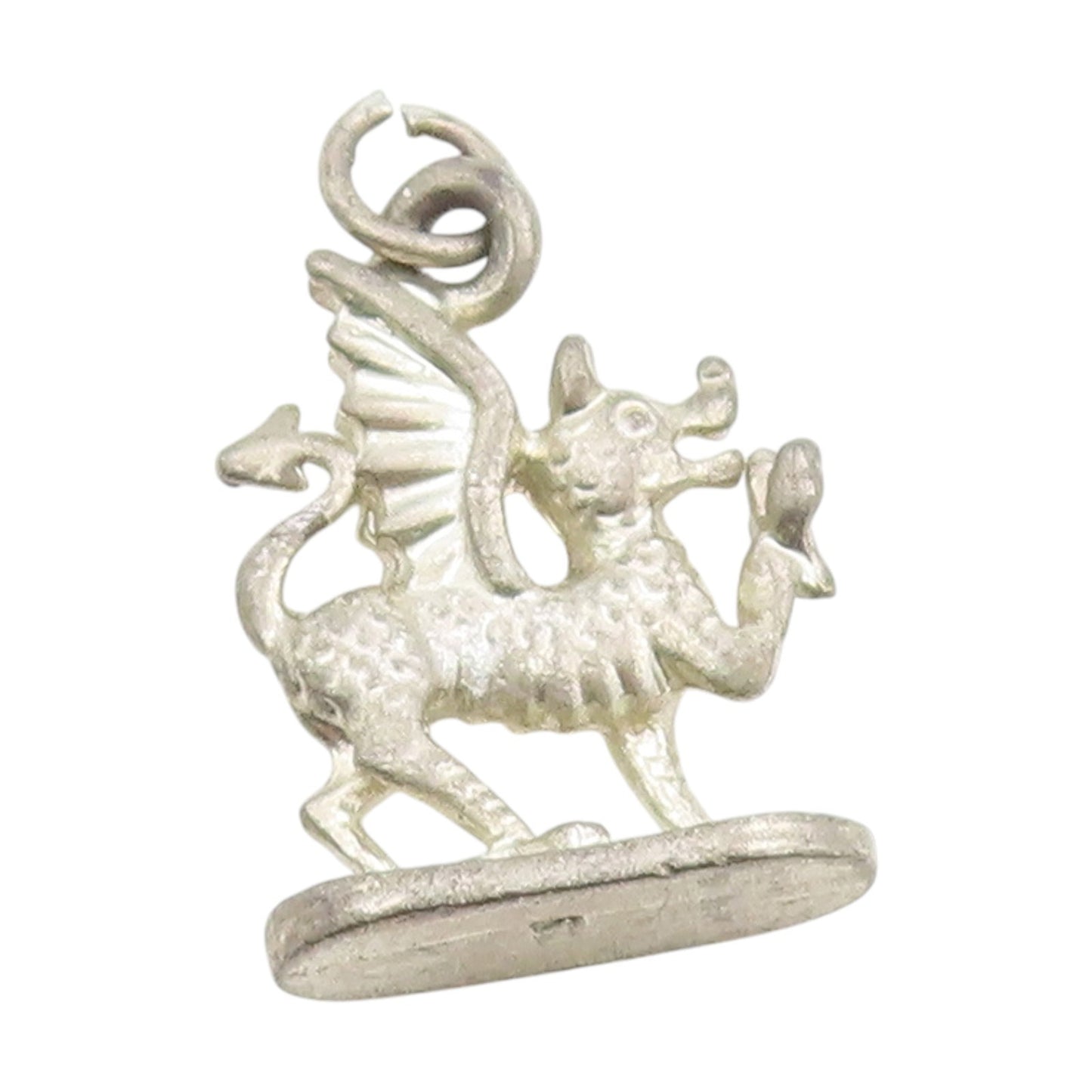 925 Sterling Silver Vintage Pendant Etched Welsh Dragon Of Wales Charm  PT25262