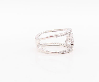 925 Sterling Silver Vintage Ring Brutalist Design Cutout CZ   Sz 7.5  RG29955