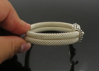 ESPO SIG 925 Sterling Silver  Vintage Double Mesh Hook Bangle Bracelet  BT8701