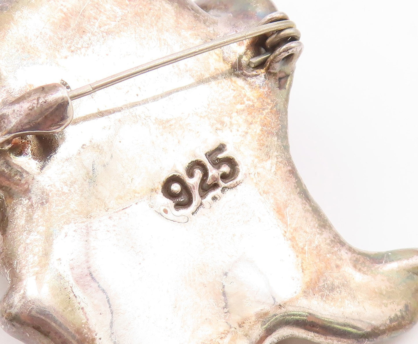 925 Sterling Silver  Vintage Shiny Woman With Hand Fan Brooch Pin  BP7934