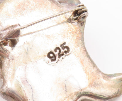 925 Sterling Silver  Vintage Shiny Woman With Hand Fan Brooch Pin  BP7934
